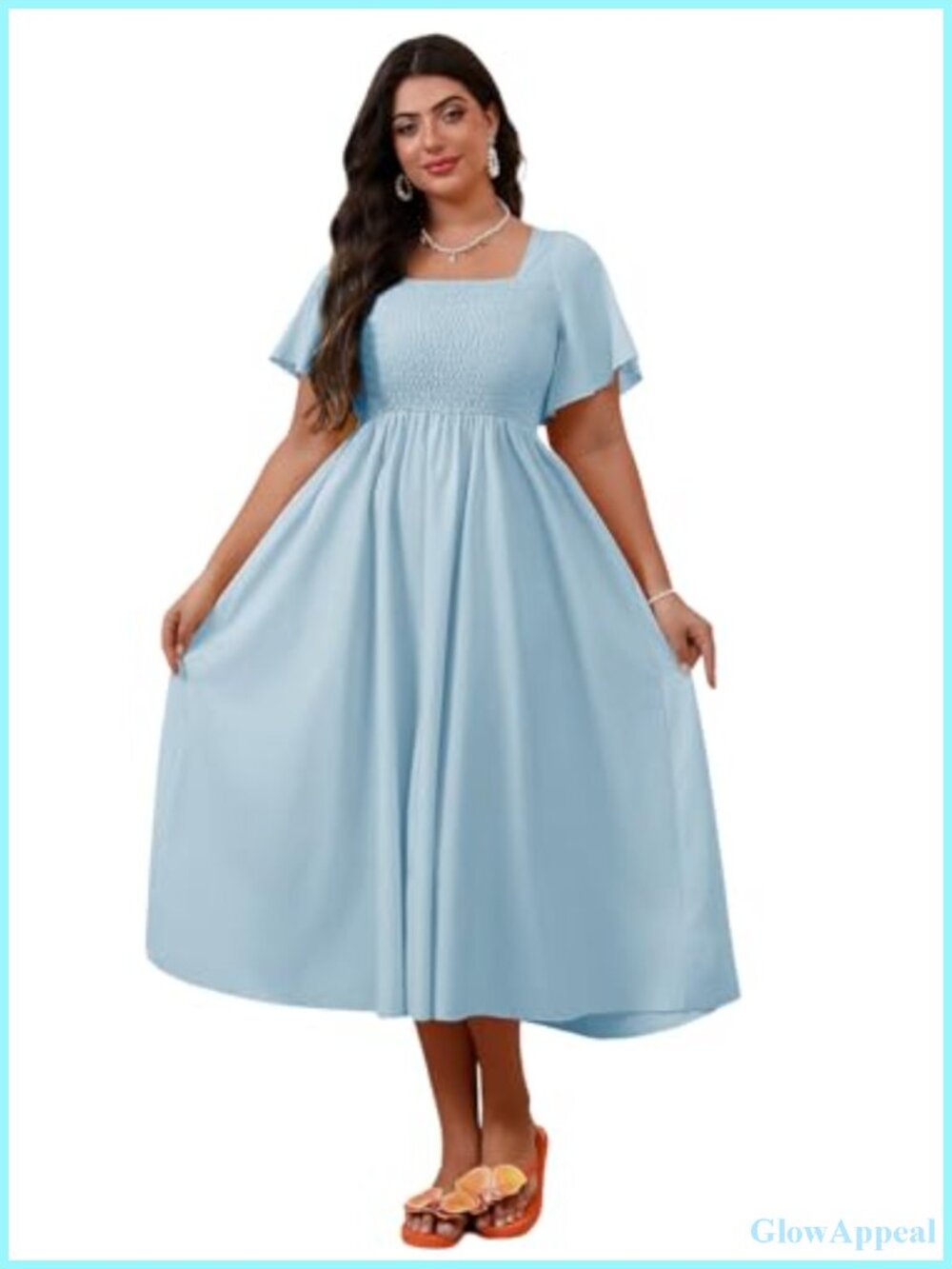 Plus Size Floral Square Neck Short Sleeve Maxi Dress